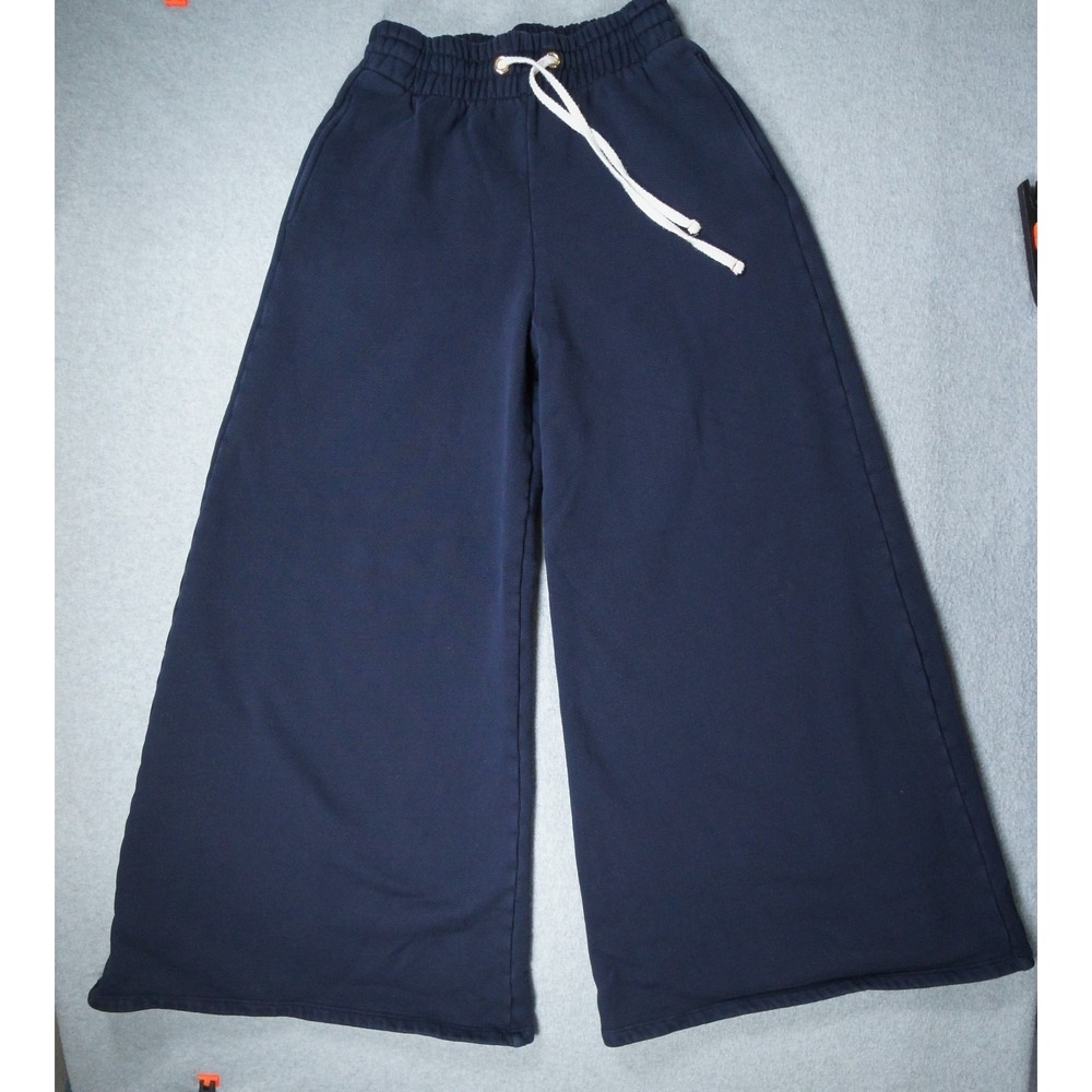 Les Tien Pants Womens XS Blue Sweatpants Wide Leg Oversized Christine Flare